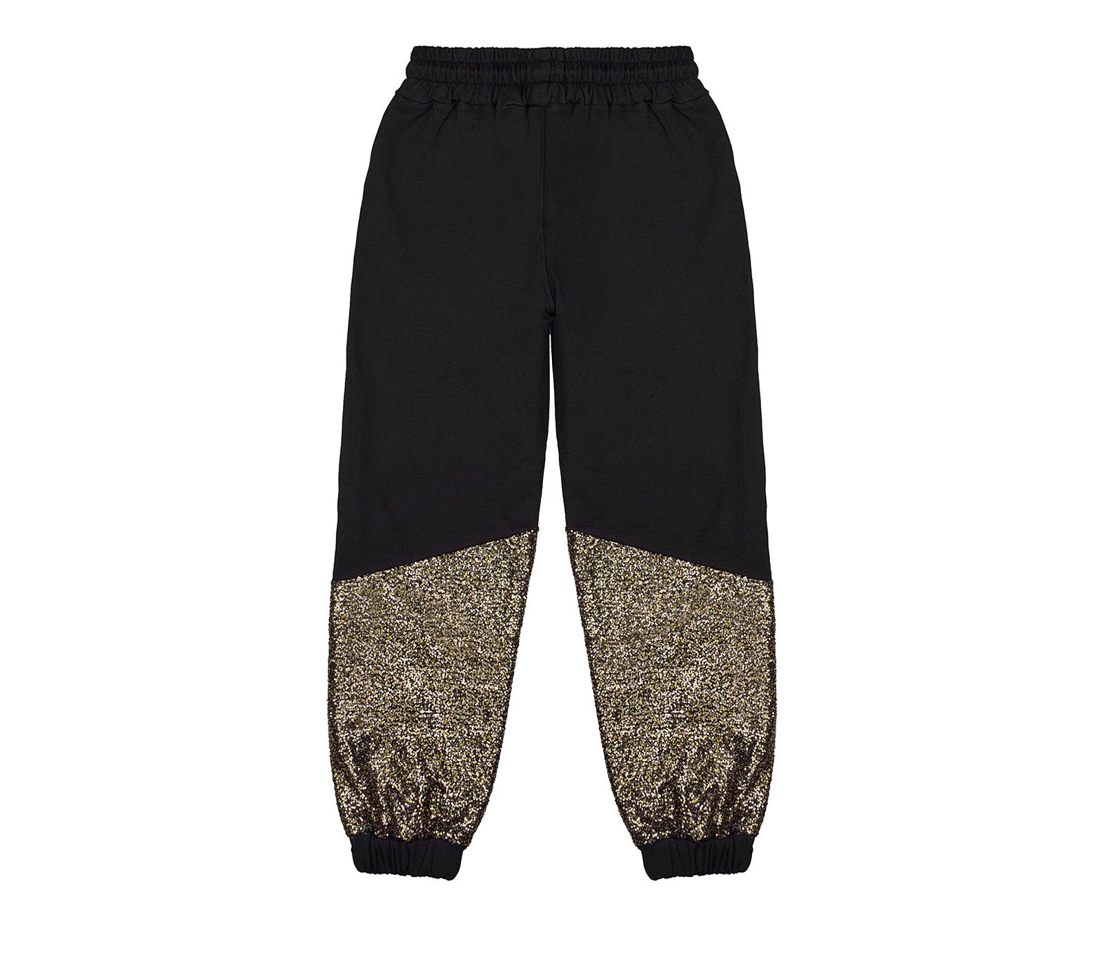 Jogger da Donna Nero con Paillettes a Contrasto