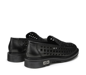 Mocassini Slip On da Donna Traforati in Pelle Nera