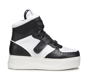 Sneakers Alte da Donna in Pelle Bianca e Nera