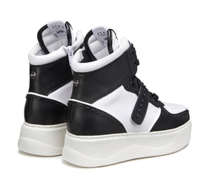 Sneakers Alte da Donna in Pelle Bianca e Nera