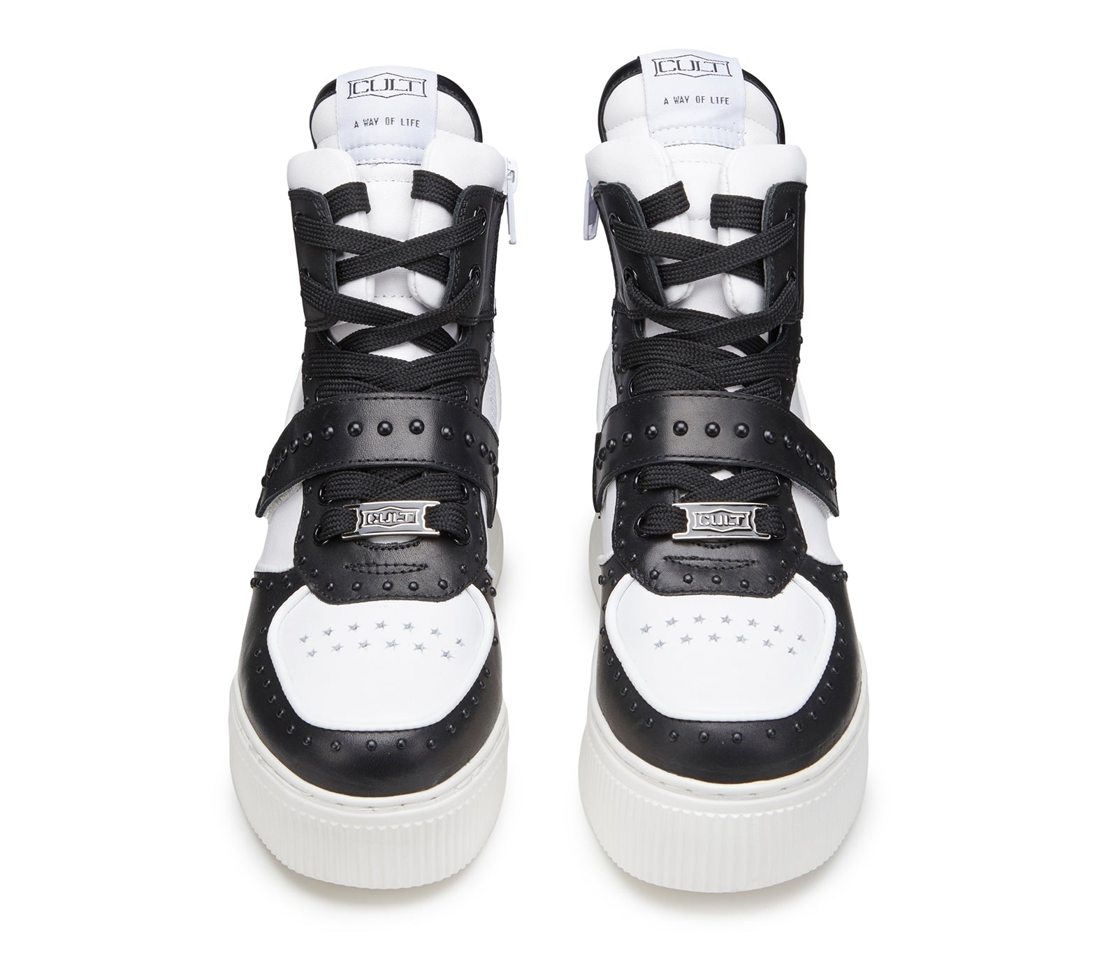 Sneakers Alte da Donna in Pelle Bianca e Nera